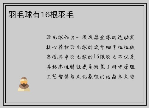 羽毛球有16根羽毛